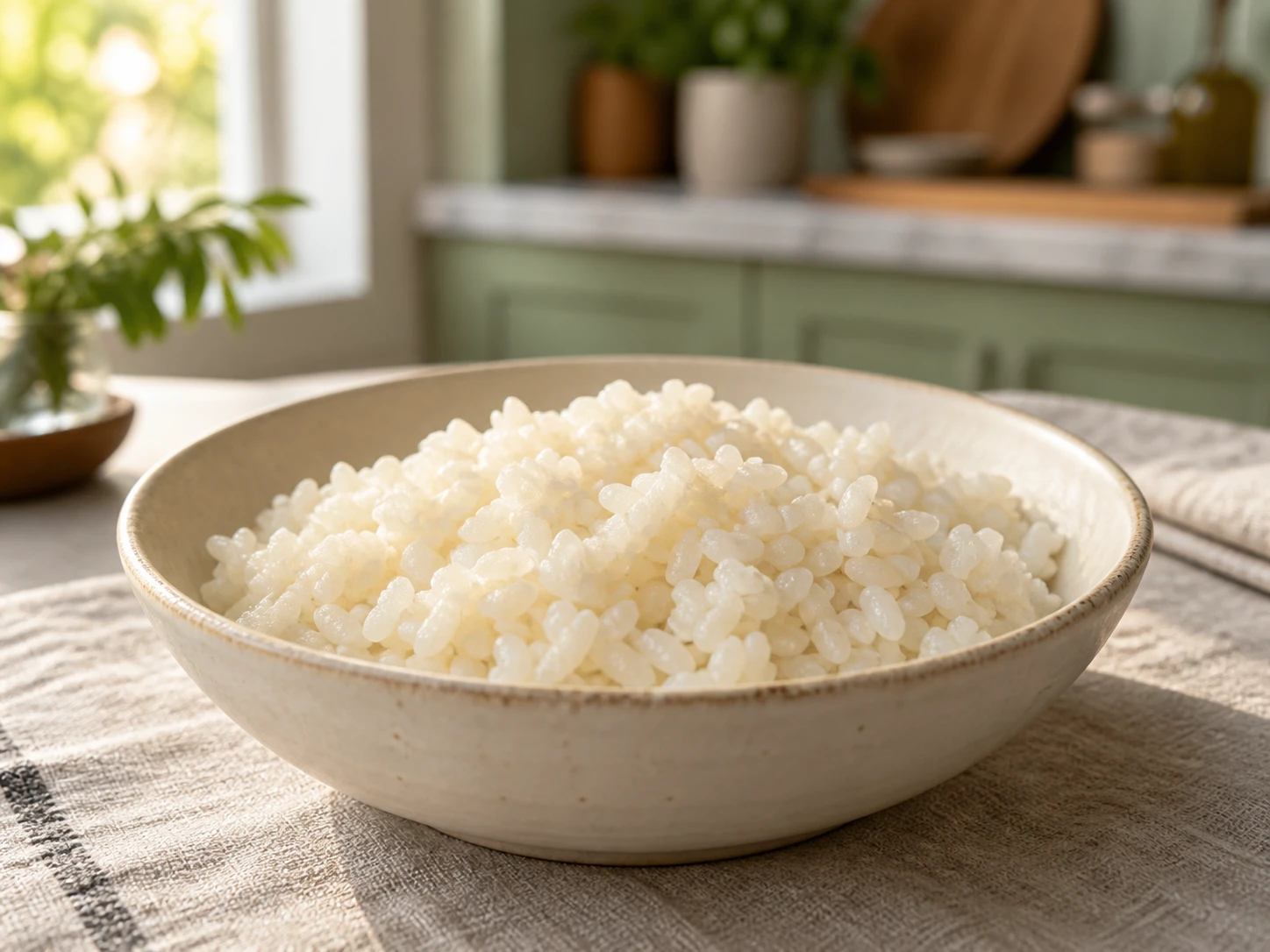 طبق أرز مصري في مطبخ بإضاءة نهارية